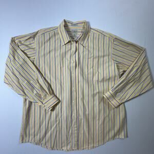 L.L. Bean Men’s XL Button Down Shirt Blue White Stripe Wrinkle Resistant Cotton
